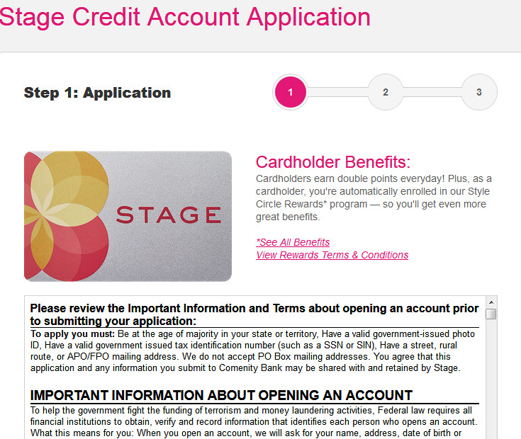 peebles credit card application