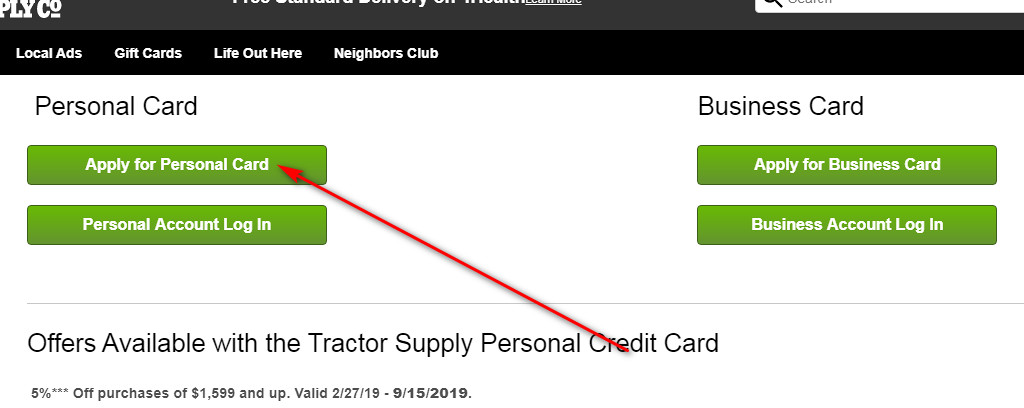 Tractor Supply Store Card applicaton