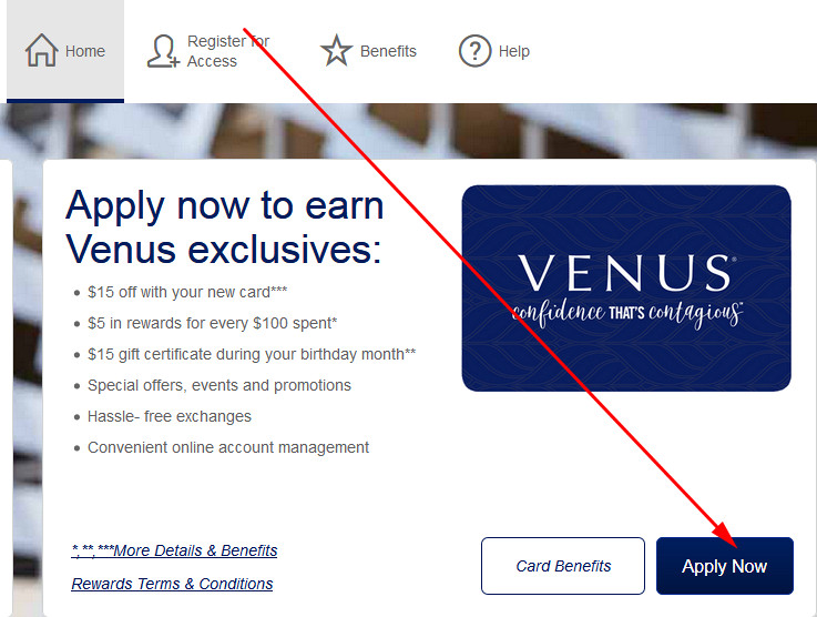 venus credit card payment