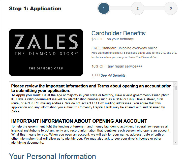 zales credit card approval ods